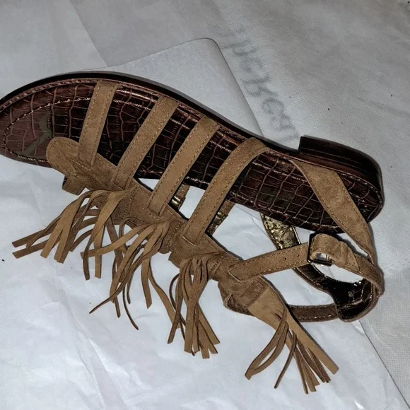 Sam Edelman Strappy Western Fringe Sandals. Brown Suede Leather. SIZE 8 - Picture 7 of 7